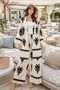 Patterned Top-Bottom Trend Kimono Set - 3