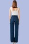 Jinea Women's Dark Blue Stretchy Waist Wide Leg Denim Jeans - 2