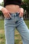 Kaura Women's Blue Snow Wash High Waist Lycra Comfortable Wide Leg Jeans - 4