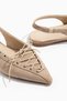 Beige Suede Women's Lace-Up Pointed Toe Ballet Flats Orthopedic Sole Daily Shoes - 5