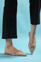 Beige Suede Women's Lace-Up Pointed Toe Ballet Flats Orthopedic Sole Daily Shoes - 8