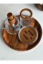 Glass Bathroom Set with Natural Wooden Tray, 4 Pieces - 3