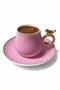 6-Person Pink Bird Detailed Luxury Turkish Coffee Cup - 90 ml - 3
