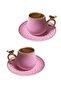 6-Person Pink Bird Detailed Luxury Turkish Coffee Cup - 90 ml - 2