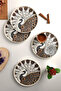 4-Piece Golden Peacock Tray 22 cm Brown-White