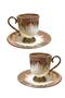 6-Person Turkish Coffee Cup with Gold Detail and Drop Pattern -90Ml - 3