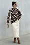 Zigzag Patterned Bitter Brown Knitwear Sweater - 2