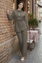 Women's Buttoned Double Hijab Set N7164 Mink
