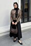 Shawl Pattern Jacket Skirt Black Set - 4