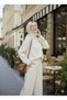 Women's Brooch Detailed Linen Fabric Oversize Shirt and Pants Two-Piece Set