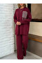 Side Slit Hand Embroidered Tunic and Trousers Two-Piece Set - 3