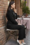 Women's Buttoned Double Hijab Set N7164 Black - 2