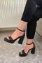 Women's Verlino Single Strap Ankle Strap 10 cm Platform Heeled Shoes Black - 4