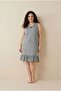 Comfortable Fit Gray Patterned Ruffled Cotton Piece Comfortable Fit Zero Sleeve Women's Dress & Home Dress