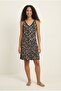 Black Lace Patterned Stretchy Viscose Women's Nightgown - Non-Sweating Soft Textured Summer Home Dress