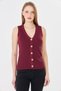 Women's Buttoned Ribbed Knit Vest Women's Vest Y241017 Claret Red