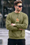 Men's Tiger Printed Loose Khaki Sweatshirt - 2