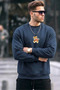 Men's Tiger Printed Loose Fit Navy Blue Sweatshirt - 2