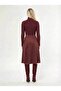 Midi Length Suede Flared Skirt Burgundy - 4