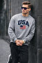 Men's Usa Printed Comfort Gray Sweatshirt - 4