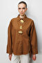 Oversize Cotton Shirt with Metal Brooch 2822 - 3
