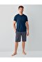 Men's 100% Cotton 3-Piece Pajama Set – Short Sleeve Top + Long Pants with Pockets + Shorts with Pockets - 3