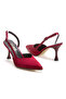 Women's Pointed Toe Open Back Buckle Satin Textured Elegant Stiletto Heeled Shoes - 3
