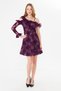 Purple Lace Mini Evening Dress |   One-Shoulder Flounce, Long Sleeve, Invitation & Graduation Dress - 3