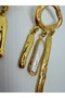 Special Asymmetrical Gold Dangle Earrings for Women with Pearl Detail - 3