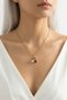 Zircon Stone Cherry Model Stainless Steel Gold Color Women's Necklace - 2