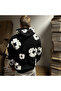 Black 3 Thread Embossed Rose Detailed Oversize Sweatshirt - 2