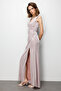 Ruched Detailed Slit Glitter Dress 6082 - 2