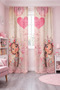 Girl's Room Double Winged Background Curtain Heart and Flower Patterned Princess Girl - 2
