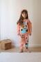 Girl's Winter 3-Yarn Printed Shawl-Printed Top and Bottom Set - Soft Texture-2001-Jlb-028 - 2