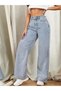 Women's Blue Snow Wash High-Waist Five-Pocket Wide-Leg Loose Palazzo Jeans - 2