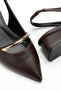 Women's Brown Casual Pointed Toe 3 cm Low Heel Shoes – Metal Accessory Data - 5