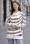 Oversize Wide Fit Women's Sweatshirt Crew Neck Basic Striped - 5