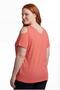 Women's Plus Size Off-The-Shoulder V-Neck Viscose Coral T-Shirt – Front and Back V-Neck - 4