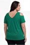Women's Plus Size Off-The-Shoulder V-Neck Viscose Green T-Shirt – Front and Back V-Neck - 6