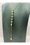 Steel Gold Stone Y Necklace - 4