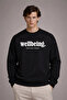 Men's Text Printed Casual Black Sweatshirt