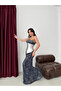 Navy Blue Stone Embellished Sequined Detachable Corset Evening Dress - 2