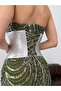 Khaki Stone Embroidered Sequined Detachable Corset Evening Dress - 6