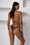 Tulle Detailed Triangle Brazilian Bikini Set 4225 - 6