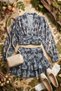 Fluid Textured Layered V-Neck Chiffon Sleeves with Folded Skirt V-Neck Floral Glam Skirt Blouse Set - 8