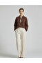 Polo Collar Scarf Brown Sweater