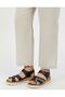 Inside and Outside Genuine Leather Padded Sole Black Women's Velcro Sandals - 5