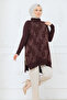 Women's Side Zipper Brush Patterned Silk Kupra Tunic
