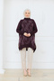 Women's Side Zipper Brush Patterned Silk Kupra Tunic - 3
