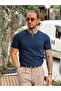 Basic Crew Neck Knitwear T-Shirt Navy Blue - 2